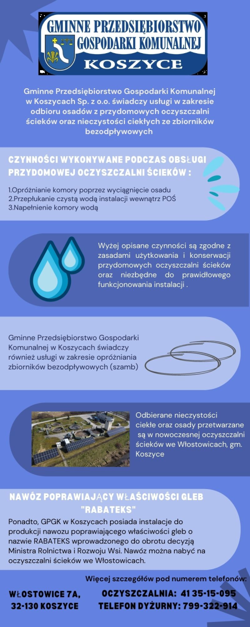 Ulotka Gminnego Przedsiębiorstwa Gospodarki Komunlanej w Koszycach