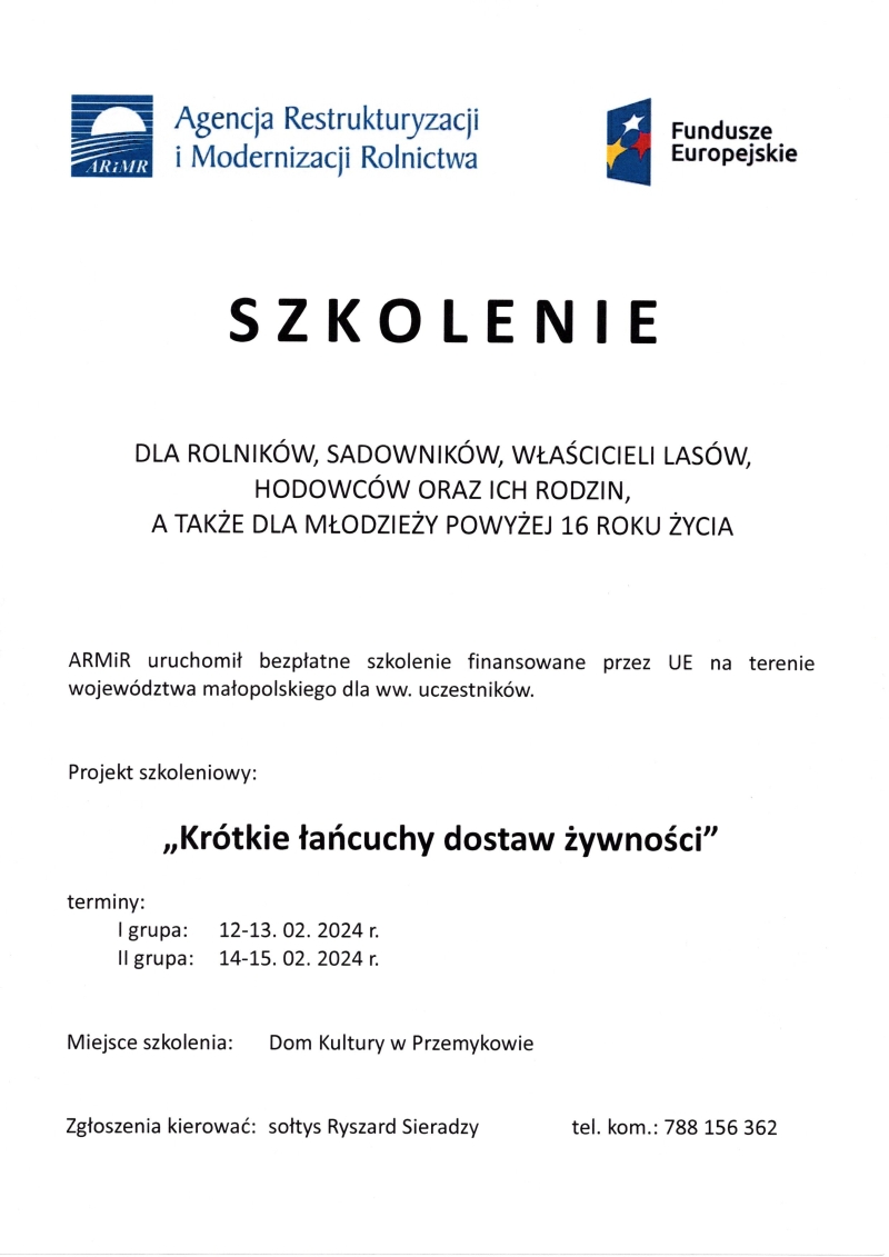 Szkolenie - Krótkie łańcuchy dostaw żywności