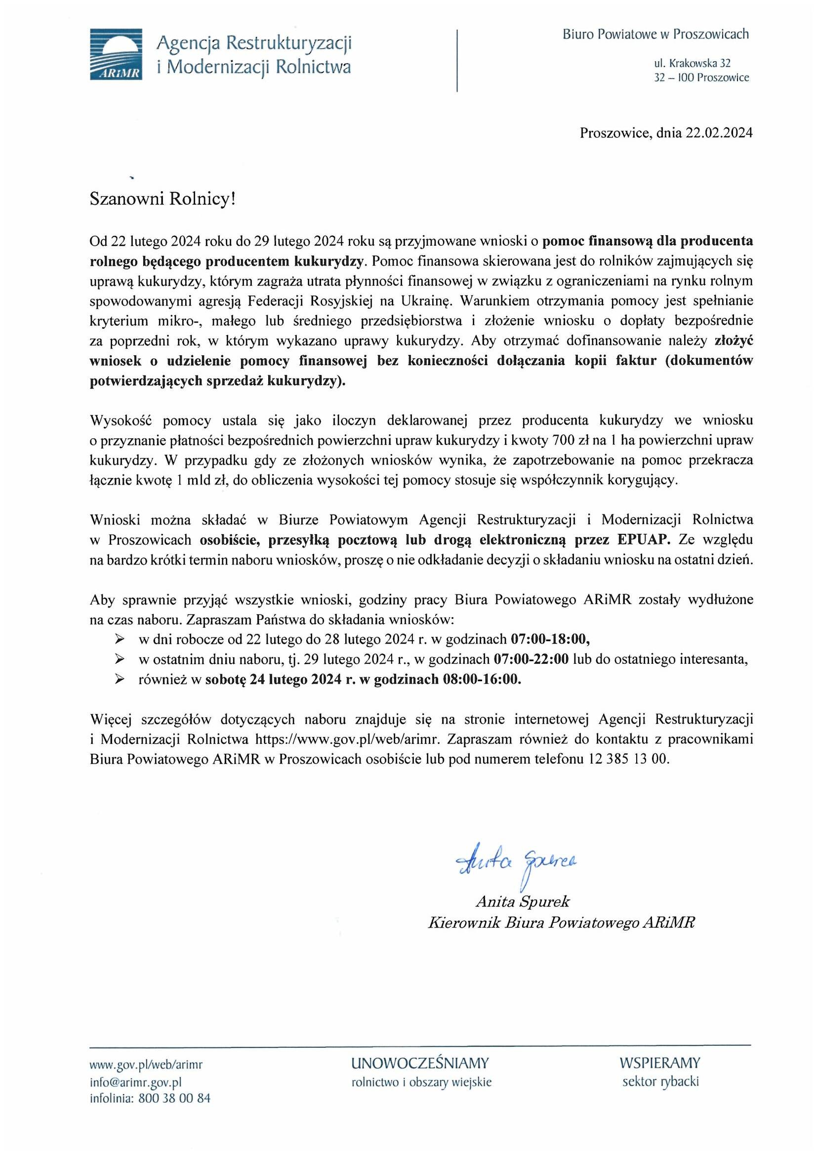 NAbór wniosków o pomoc finansową dla producentów kukurydzy